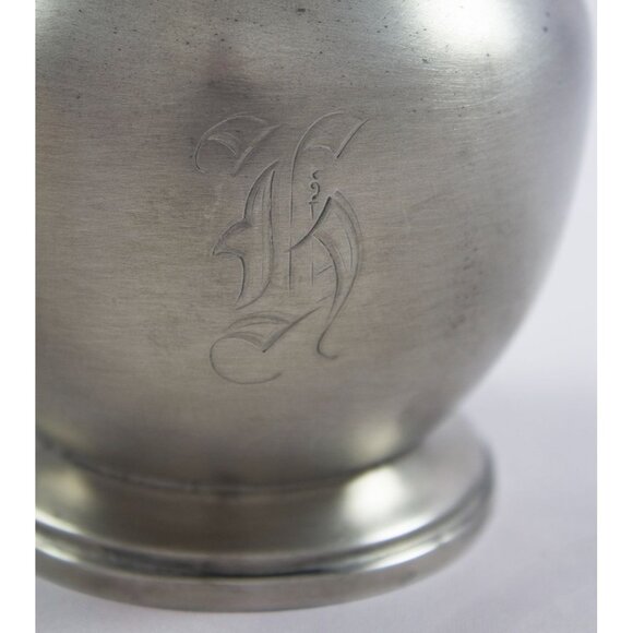 BRS Bernard Rice Sons Small Pewter Cream Pitcher B212 5" Tall c. 1910 Monogram - Picture 5 of 6